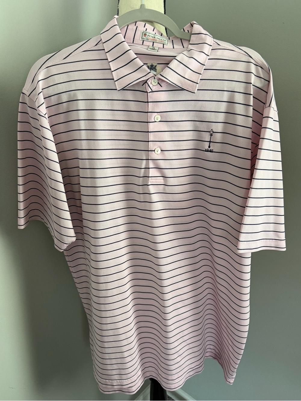 PETER MILLAR Summer Comfort Carmel Country Club Charlotte NC 1947 Pink XL Polo